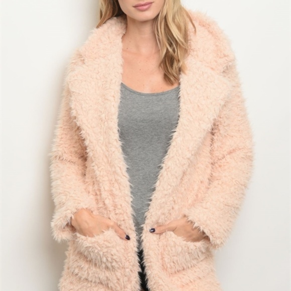 Faux Fur Jacket-Blush - Picture 2 of 3